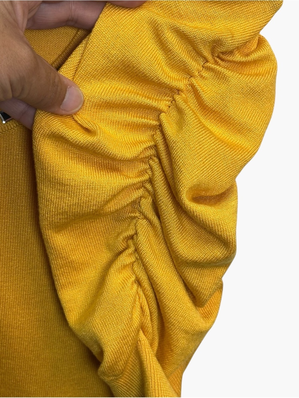 BYdesign Mustard Gold Puff Sleeve Studded Scoop Neck Knit Top XL - Picture 11 of 11